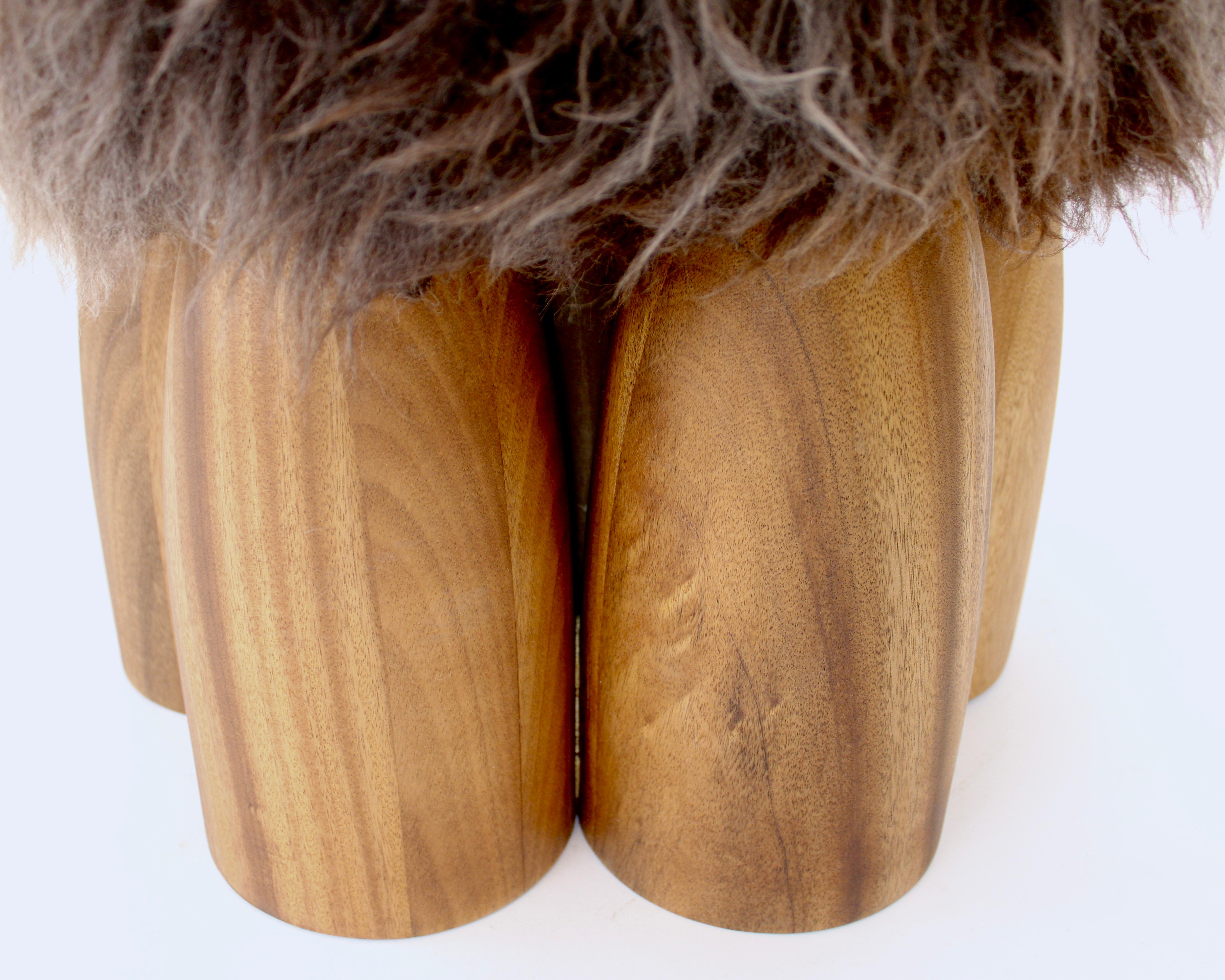 Arno Declercq Senufo Ottoman in Natural African Walnut  In New Condition In Chicago, IL
