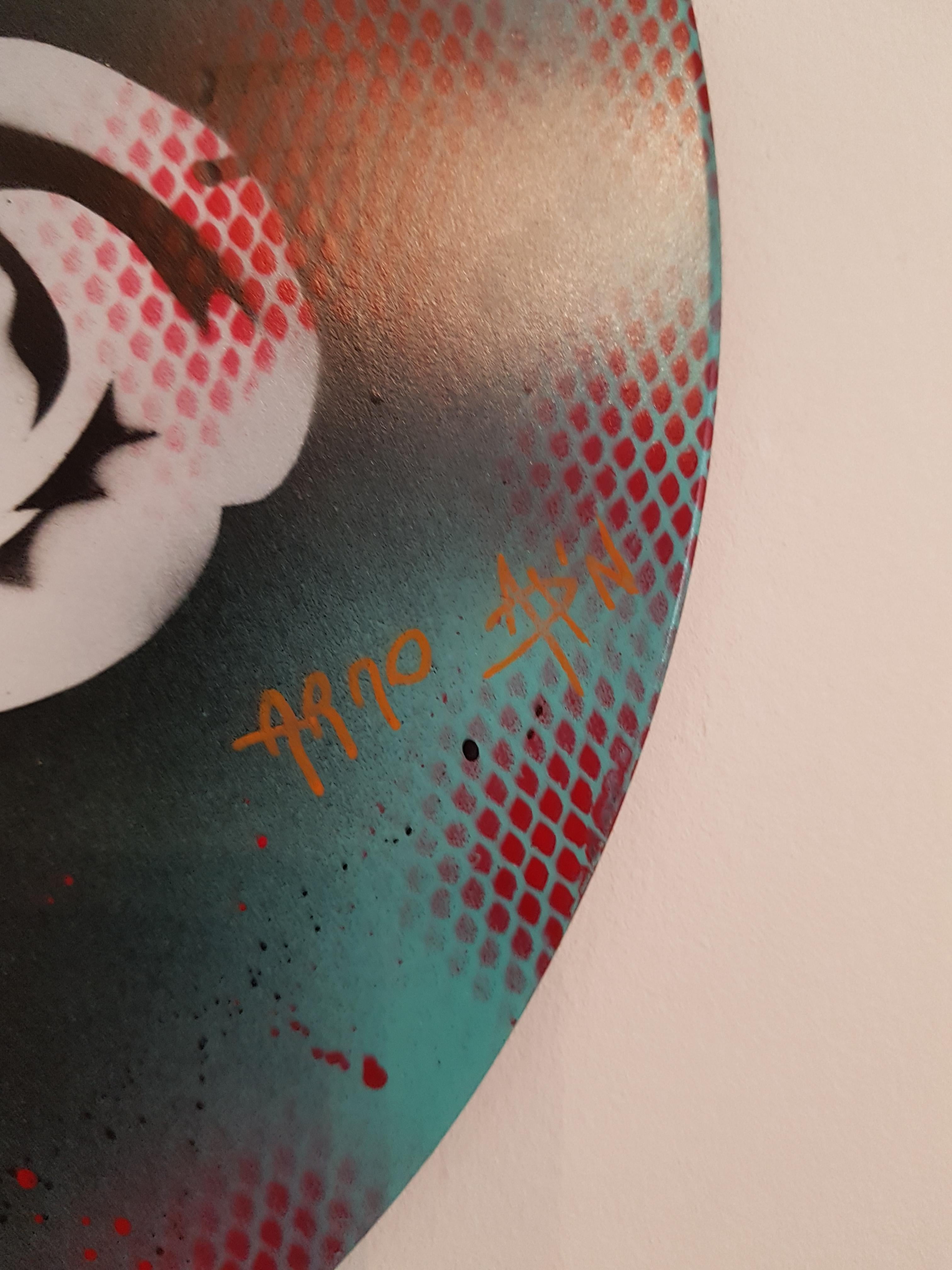 Fuck Reason
2018
Mixed media: stencil, aerosol spray, Posca
Support: 33 rpm vinyl
Diameter: 30 cm
Signed artwork, with certificate of the artist