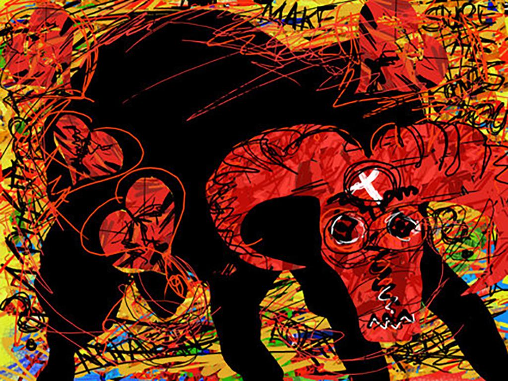 Dont Mess with A Bull 3, Arno Hoth, peinture numérique, impression sur papier d'art