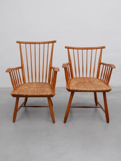 Arno Lambrecht for WK Möbel, Set of Two Lounge Chairs, Solid Beech & Paper Cord