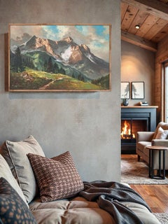 Arno Lemke Oil on Canvas - Waxenstein and Alpspitze