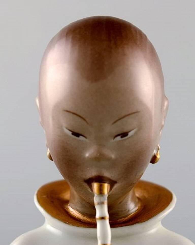 Arno Malinowski for Royal Copenhagen, Number 2342 Smoking Girl, Porcelain For Sale 1