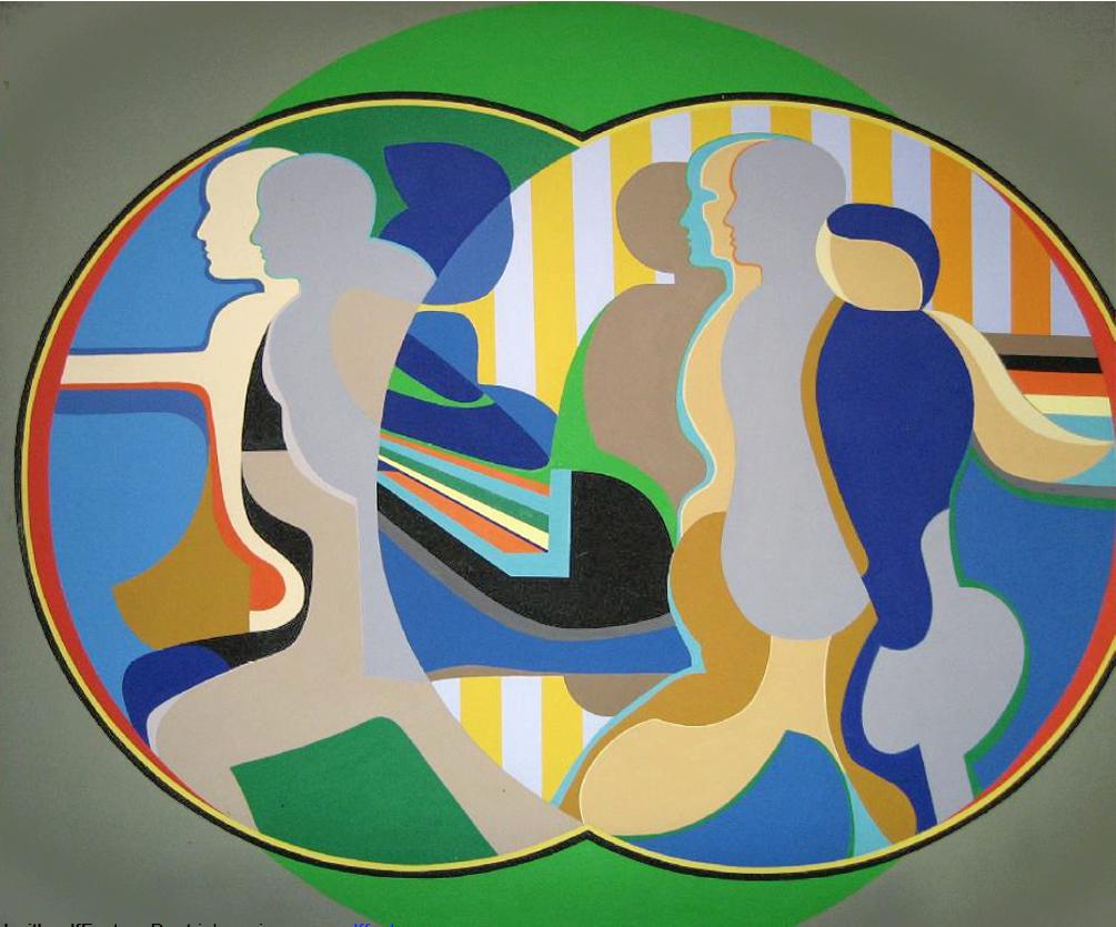 Mirror Image (Green), Large Painting by Arnold Belkin