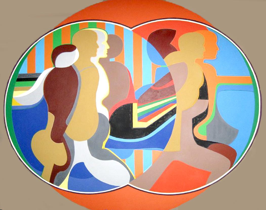 Mirror Image (Orange), Large Painting by Arnold Belkin