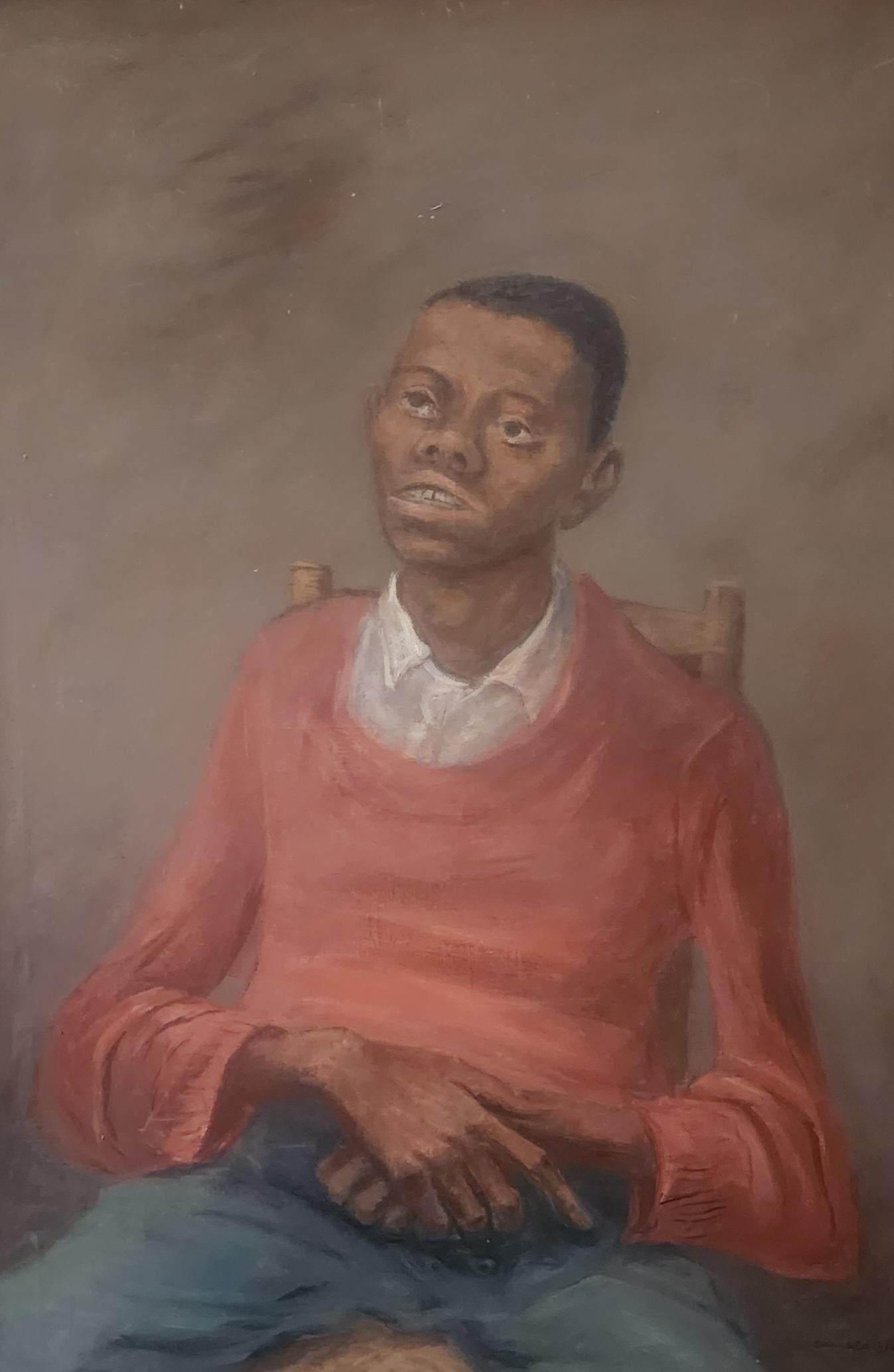 Arnold Blanch Portrait Painting - African American Sitting Portrait 