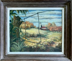 Herbst auf dem Bauernhof, 1940er Jahre, amerikanische Szene, WPA, Woodstock-Realismus, modern, großartige Perspektive