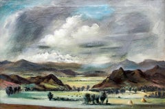 Colorado Mountain Summer Landscape, 1930s Framed Modernist Oil Painting