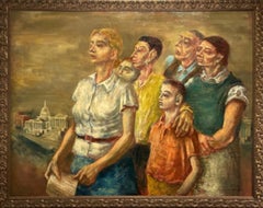 "The People" Arnold Blanch, Figures in Landscape, WPA Social Realist 1930s Scene