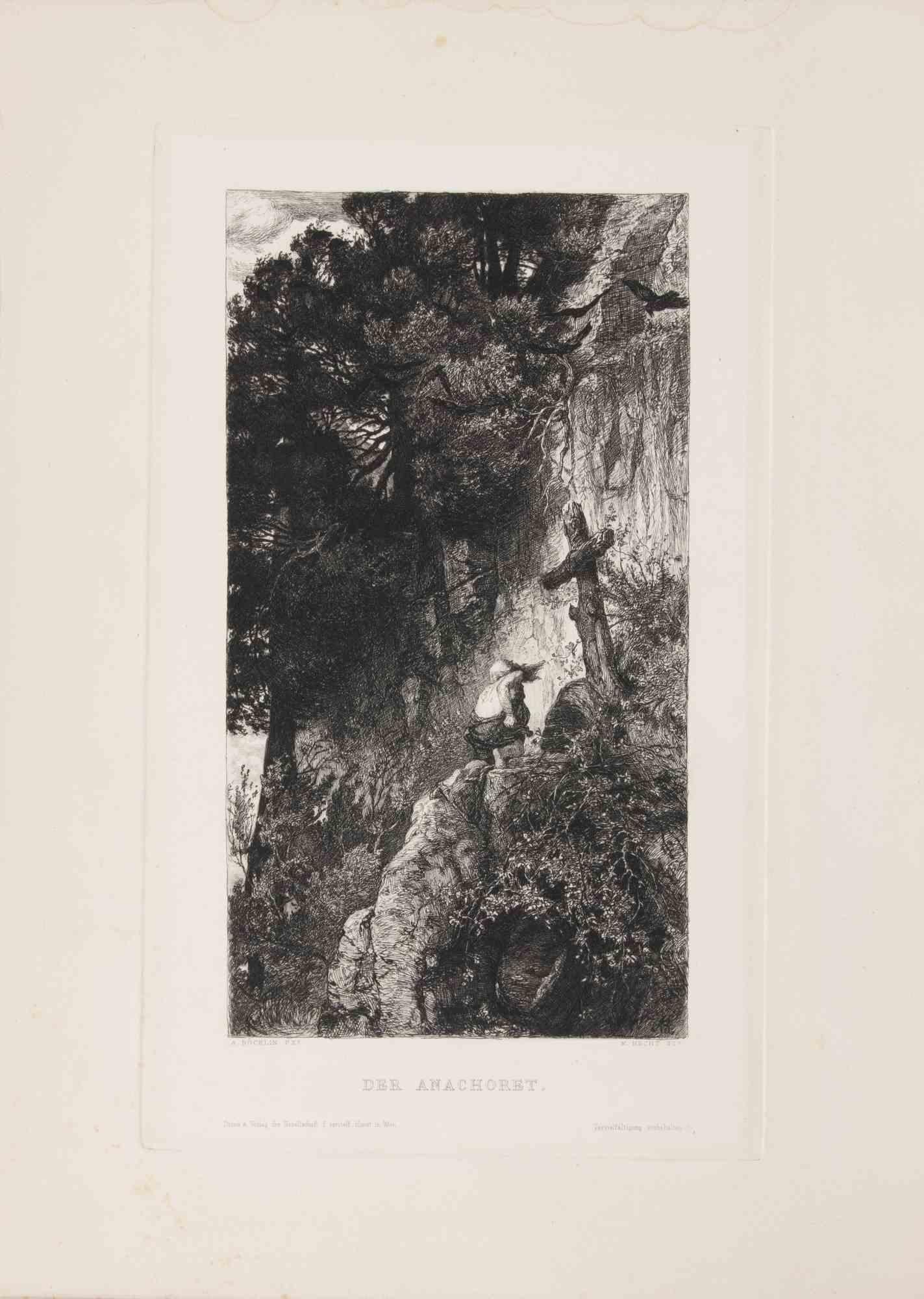 Figurative Print Arnold Bocklin (After) - Der Anachoret - Gravure d'après Arnold Böcklin - Début du 20e siècle