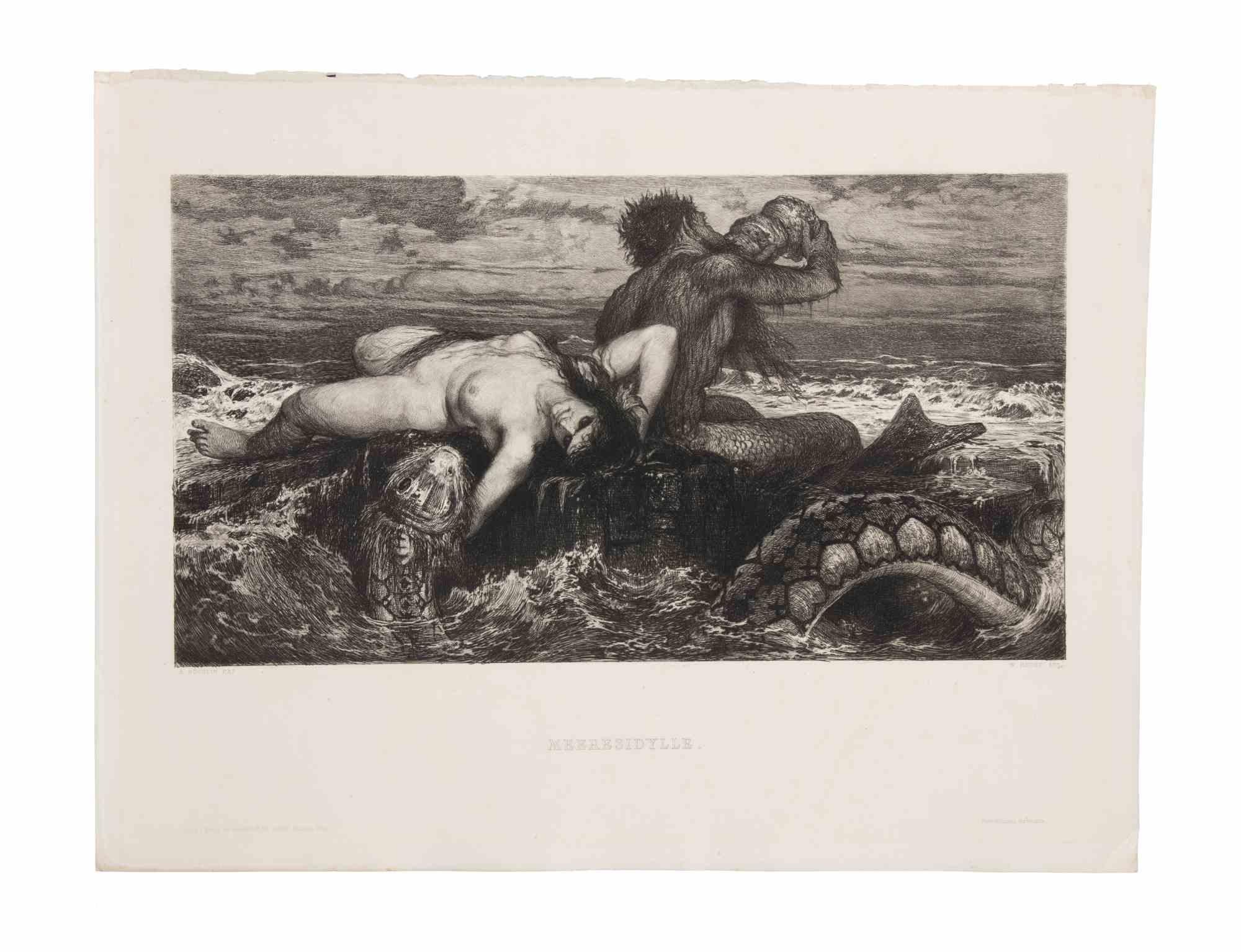 Meeresidylle - Etching after Arnold Böcklin - Early 20th Century - Print by Arnold Bocklin (After)