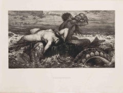 Meeresidylle - Aguafuerte según Arnold Böcklin - Principios del siglo XX