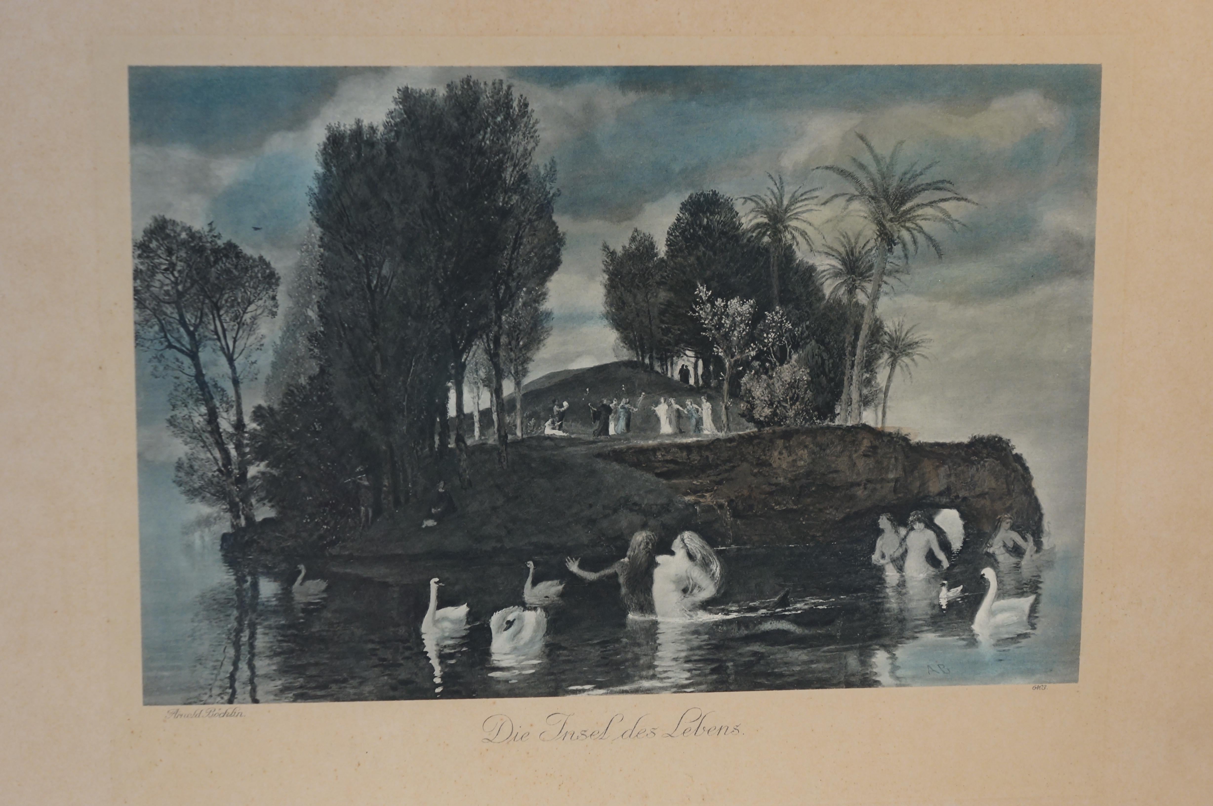Arnold Böcklin, The Island of Life, Work on Paper In Fair Condition For Sale In Munich, DE