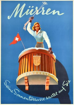 Original Vintage Winter Sport Travel Poster Kandahar Ski School Murren Brugger