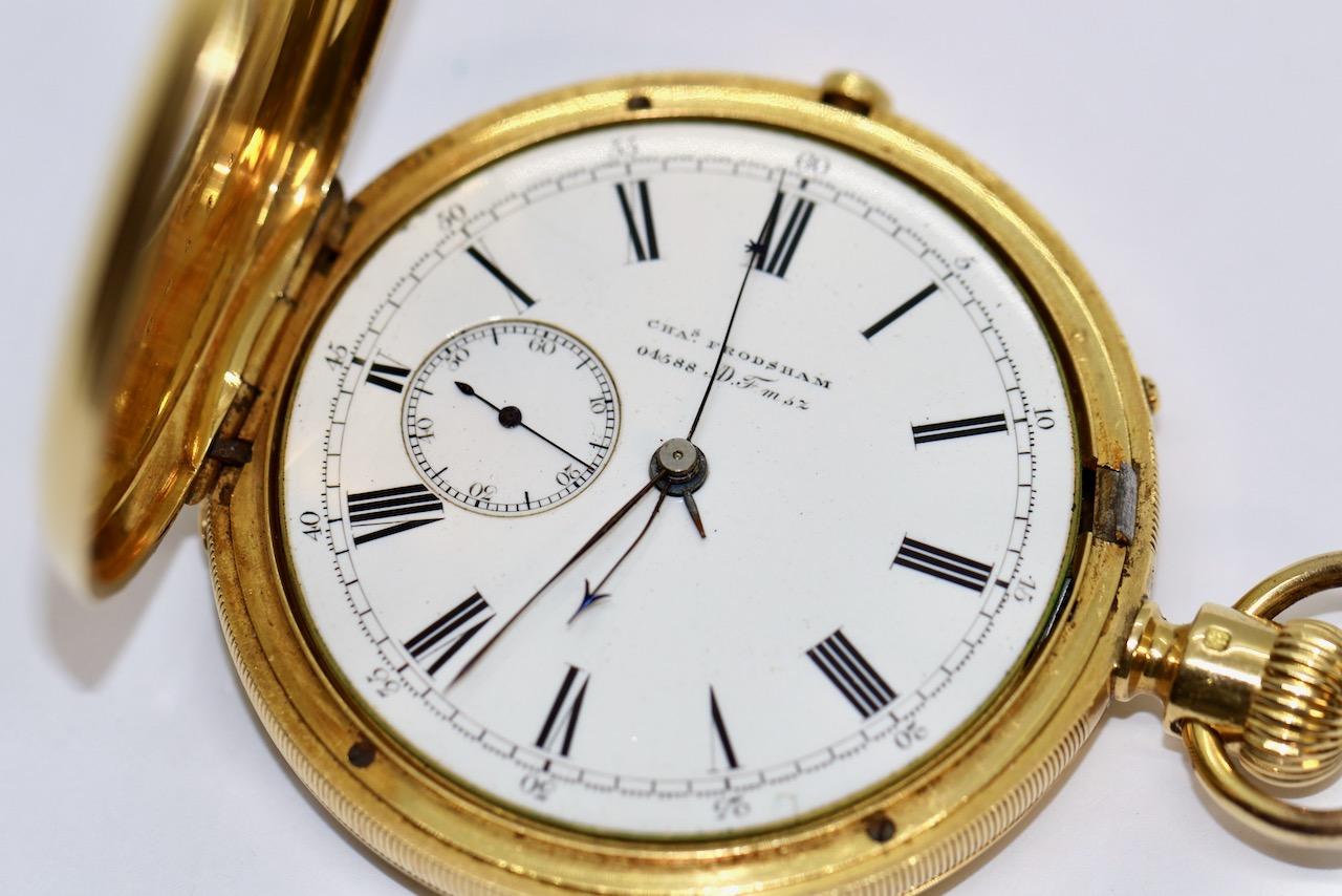 Arnold & Charles Frodsham 18 Karat Gold Half-Hunter Pocket Watch, Chronograph For Sale 12