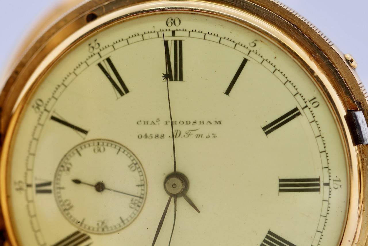 Arnold & Charles Frodsham 18 Karat Gold Half-Hunter Pocket Watch, Chronograph In Fair Condition For Sale In Berlin, DE