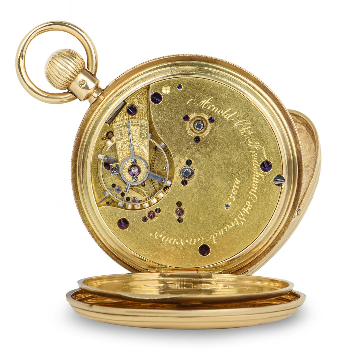 Arnold & Charles Frodsham Rare Yellow Gold Keyless Fusee Lever Pocket Watch Herren im Angebot