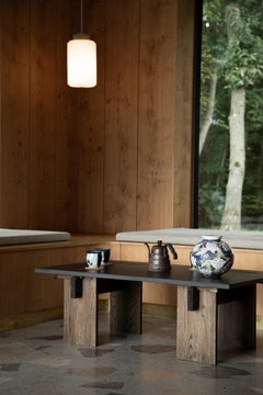Arnold Dark Concrete Top and Dark Oak Legs Coffee Table by Eberhart Furniture