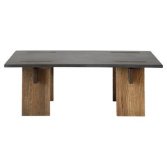 Arnold Dark Concrete Top and Dark Oak Legs Coffee Table by Eberhart Furniture