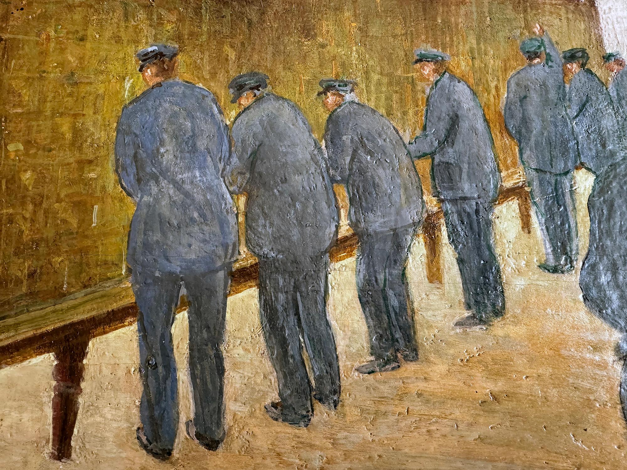 Scena americana Ufficio postale di New Era, epoca della Depressione - Interior Painting Marrone di Arnold Friedman