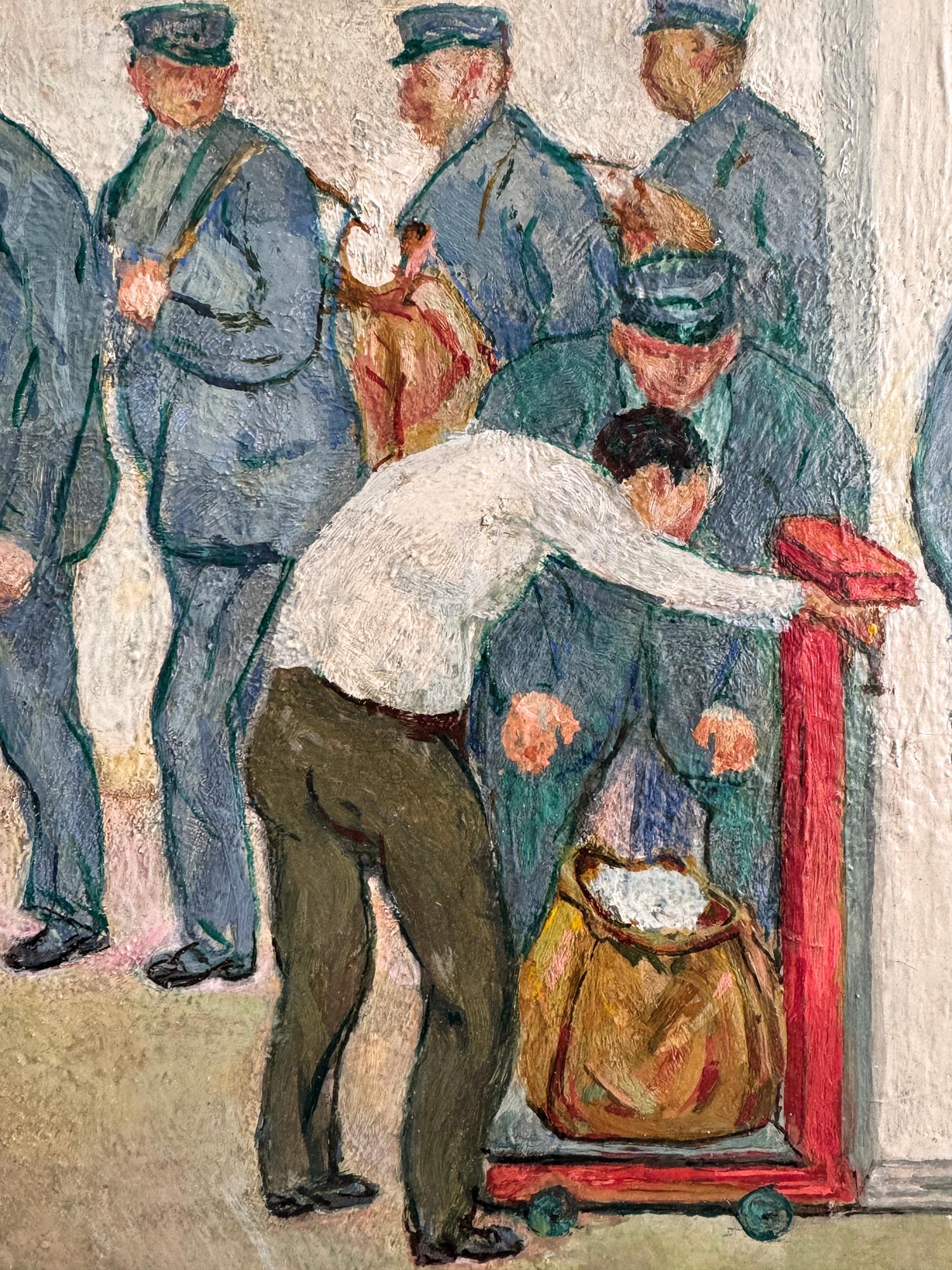 New York Era della Depressione - Viaggio nel Tempo  - Pittura di scena americana - Painting di Arnold Friedman