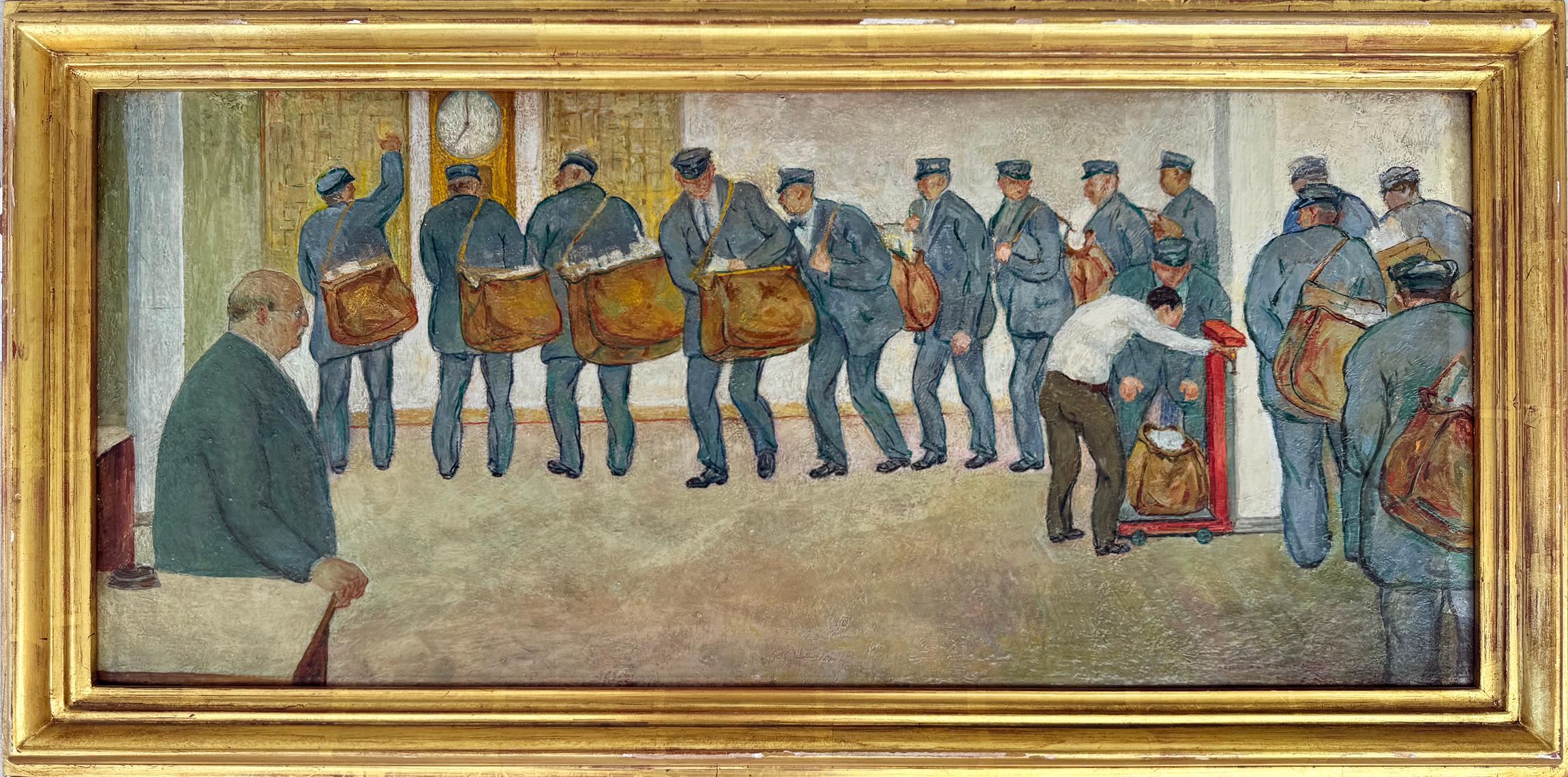 New York Era della Depressione - Viaggio nel Tempo  - Pittura di scena americana in vendita 2