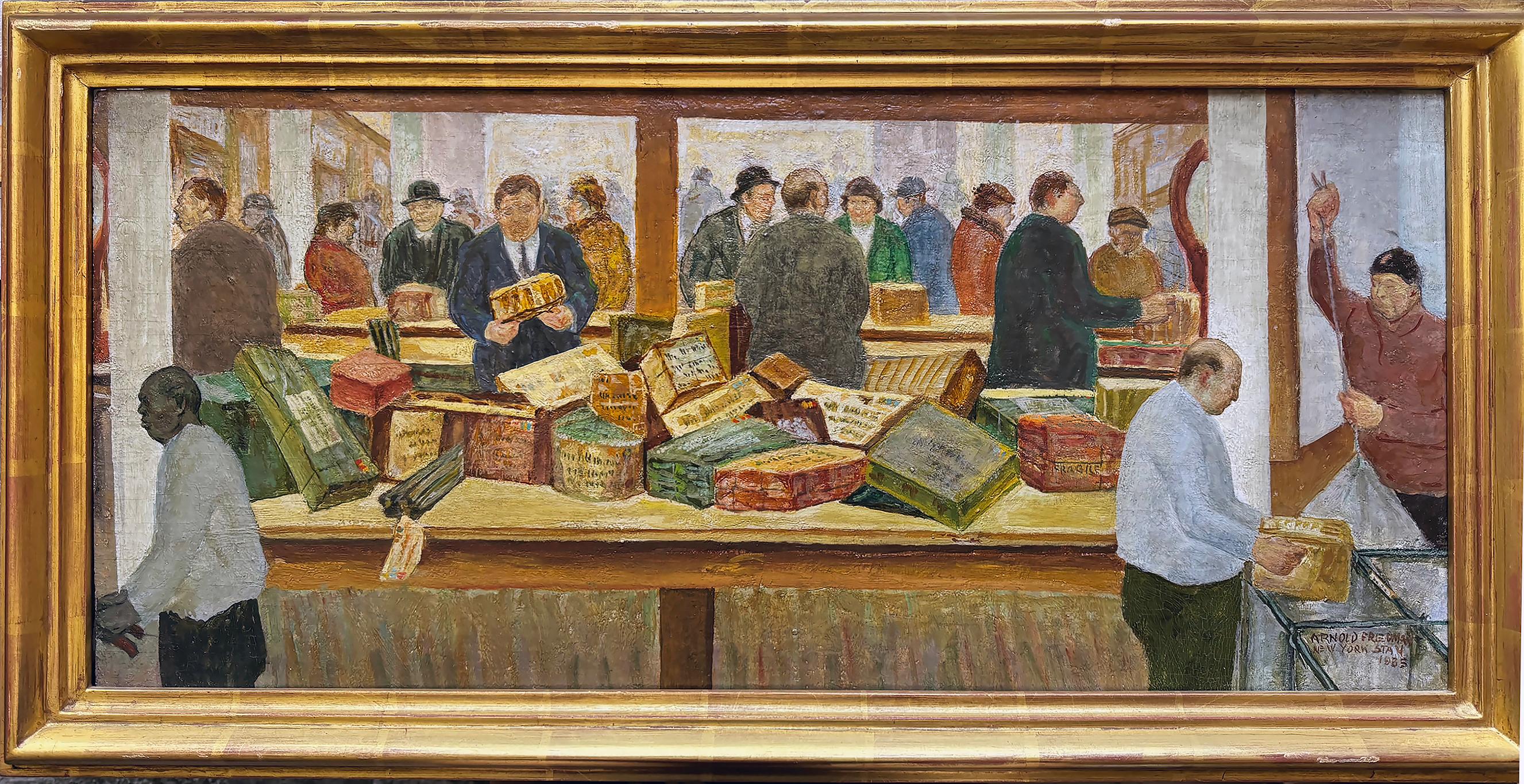 Ventanilla de Correos para paquetes - Era de la Depresión - Painting de Arnold Friedman