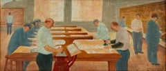 WPA American Scene Social Realism Mid 20th Century Modern Postal Workers Deco CT