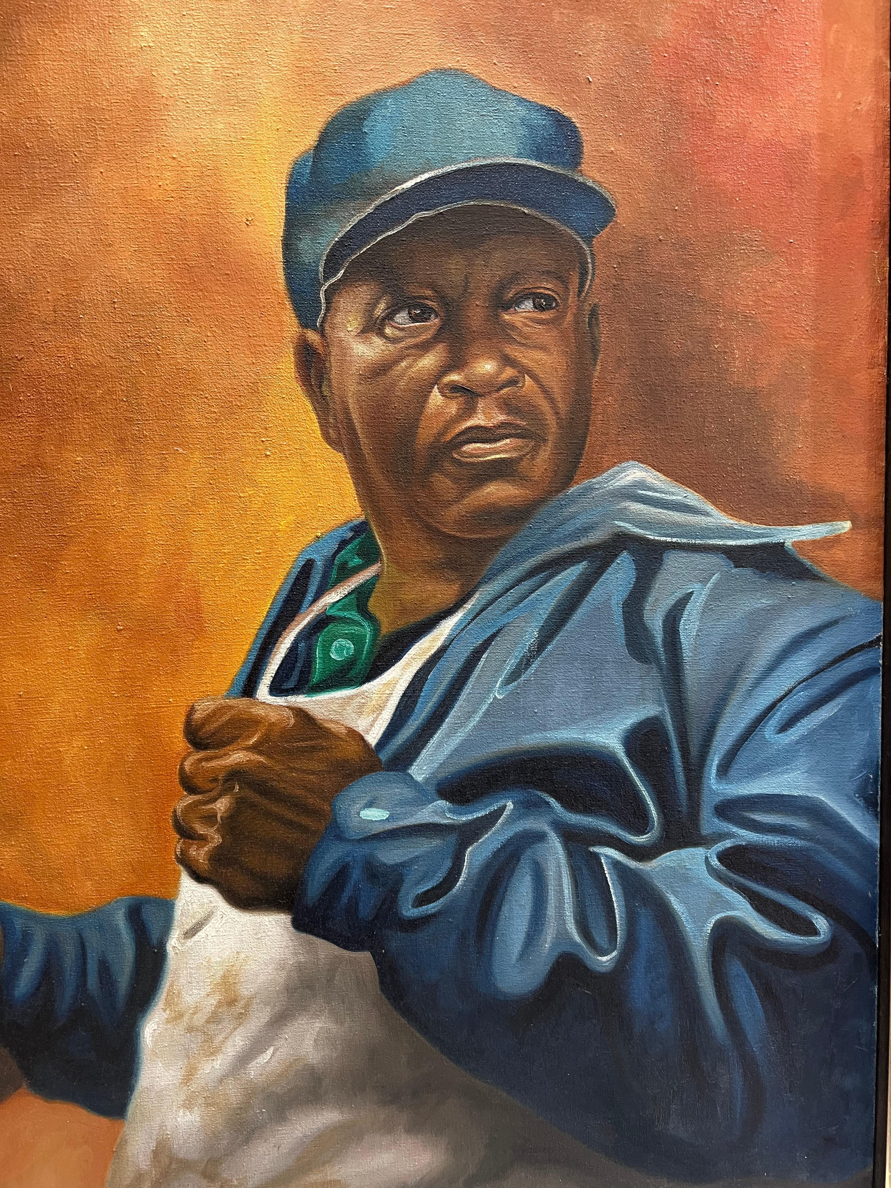 1977 REALISTA Afroamericano LUSTRAZAPATOS Retrato Pintura ARTISTA BLM - Figurative Painting Marrón de Arnold j hurley