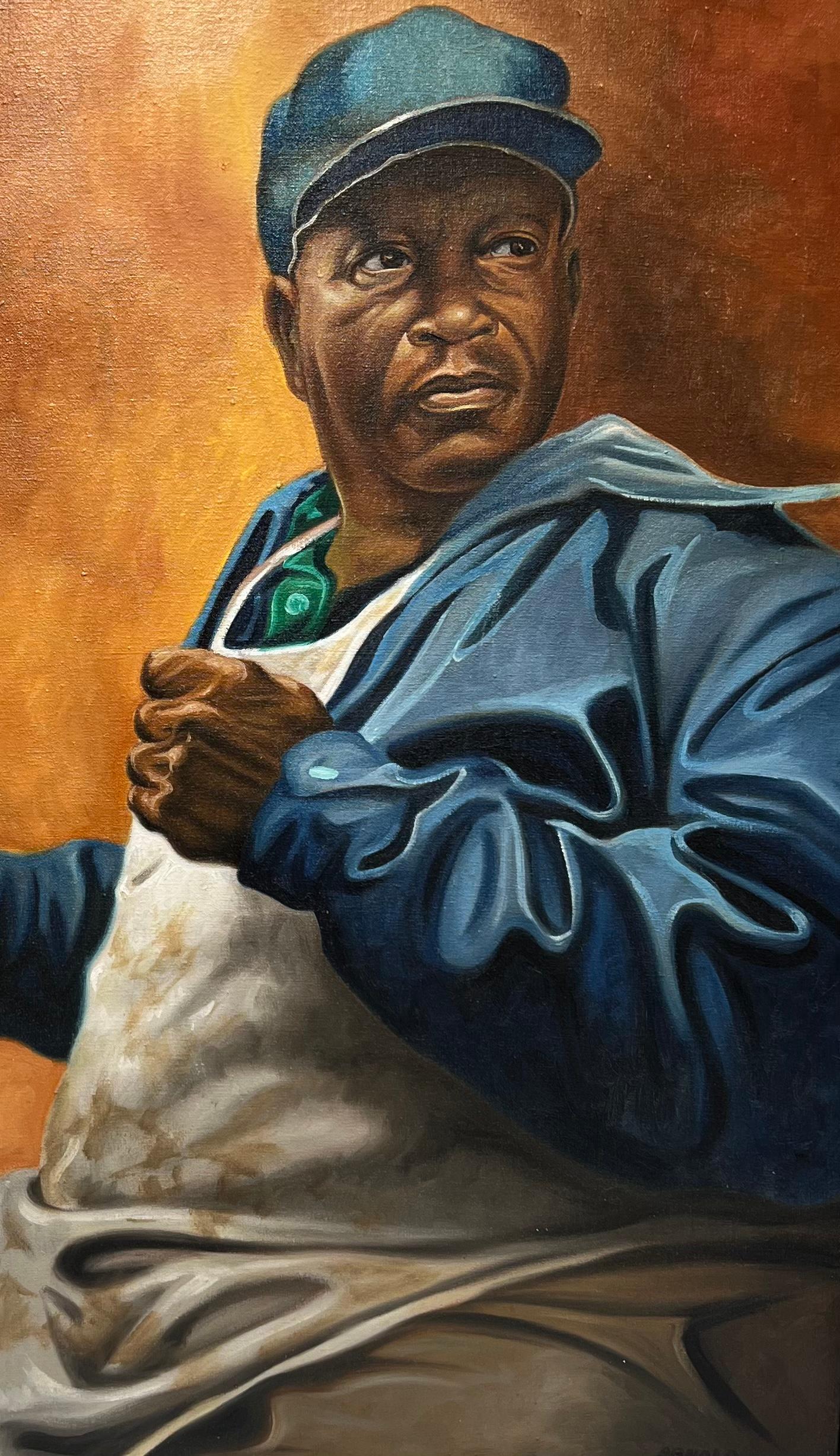 1977 REALISTA Afroamericano LUSTRAZAPATOS Retrato Pintura ARTISTA BLM 1