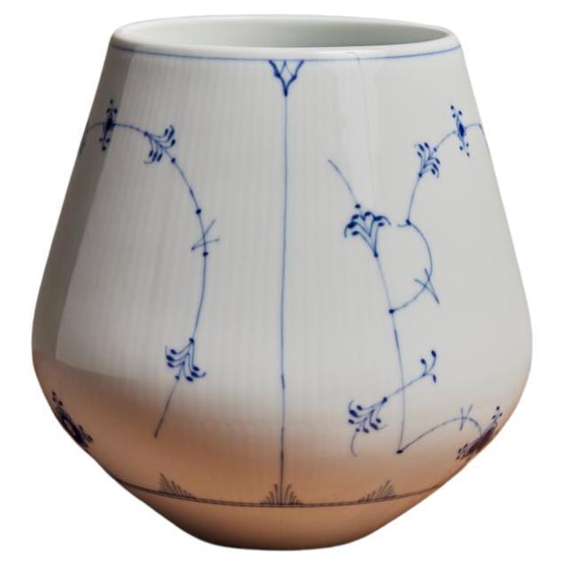 Arnold Krog Blue Fluted Large Vase for Royal Copenhagen #681