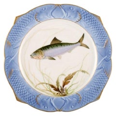 Service à poisson en porcelaine peinte à la main Arnold Krog pour Royal Copenhagen, assiette