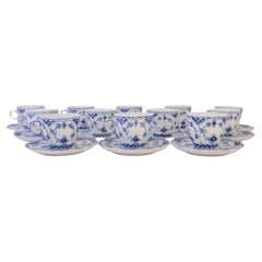 Arnold Krog - Royal Copenhagen Blue Fluted Musselmalet 12 Coffee cups & Saucers