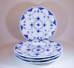 Arnold Krog - Royal Copenhagen Blue Fluted Musselmalet - 4 Luncheon Plates 1085