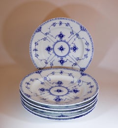 Arnold Krog - Royal Copenhagen Bleu Musselmalet cannelé - 6 Assiettes plates 571