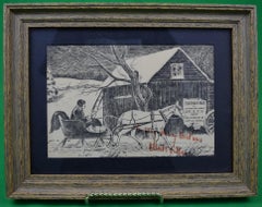 "1859 Chatham Fair Christmas Sleigh Scene Engraving"