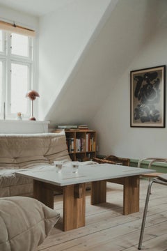 Arnold Light Concrete Top and Light Oak Legs Coffee Table by Eberhart Furniture