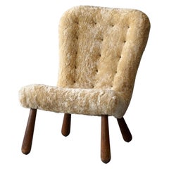 Arnold Madsen 'Attribution', Lounge Chair, Sheepskin, Wood, Denmark, 1950s