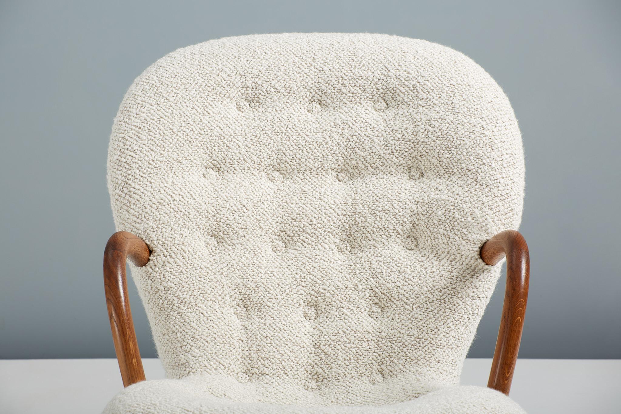 Scandinavian Modern Re-Edition Sheepskin Clam Chair by Arnold Madsen For Sale