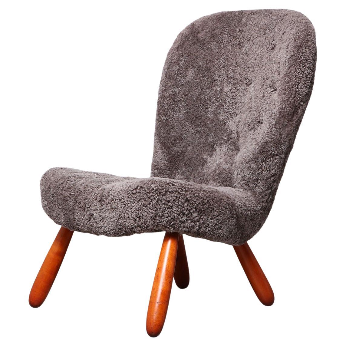 Arnold Madsen ‘Clam’ Chair in Sheepskin, 1940s