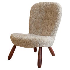 Clam Chair by Arnold Madsen in Sheepskin, Denmark, 1940s