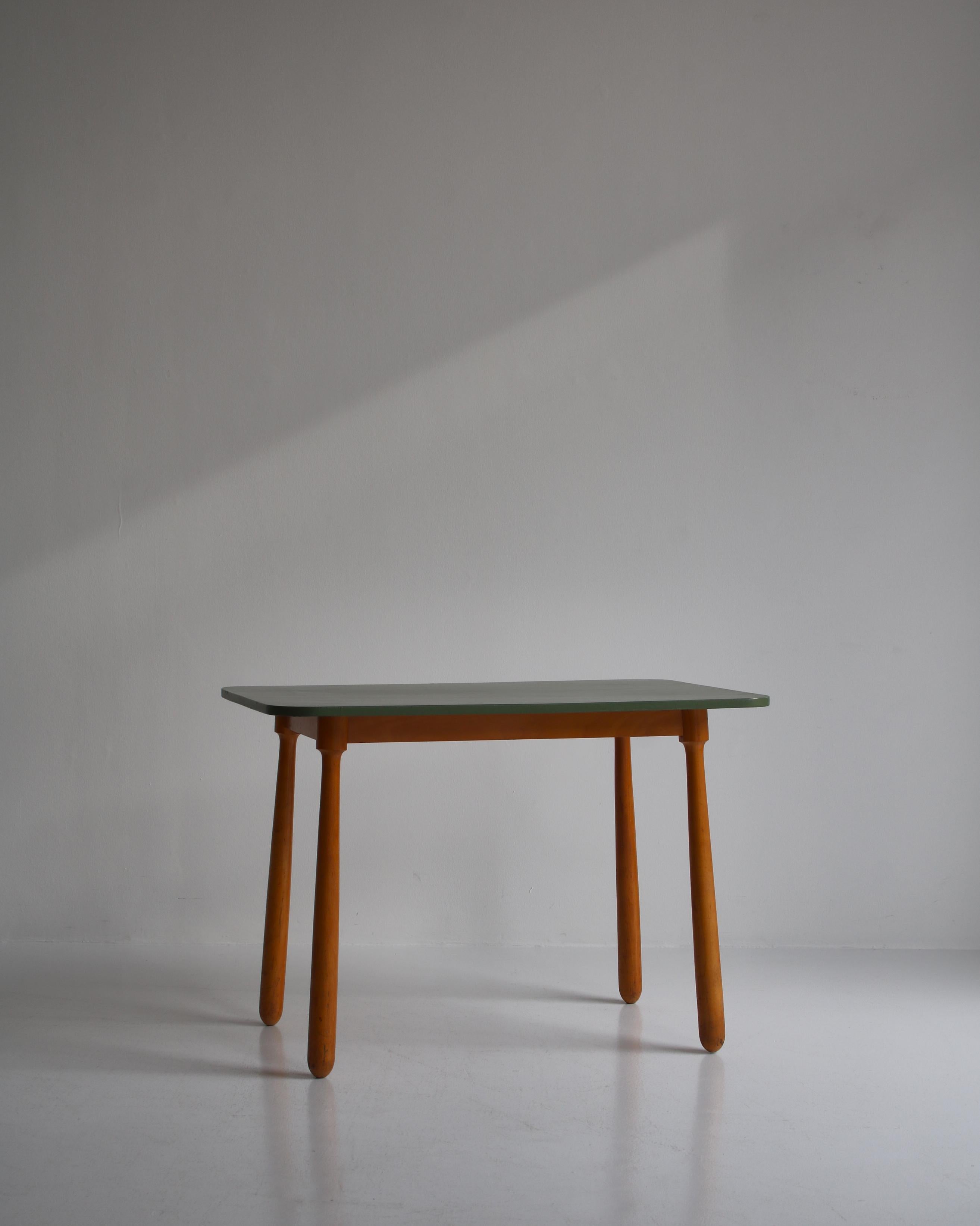 Danish Arnold Madsen Club Legged Desk / Table in Beech, Scandinavian Modern, 1940s For Sale