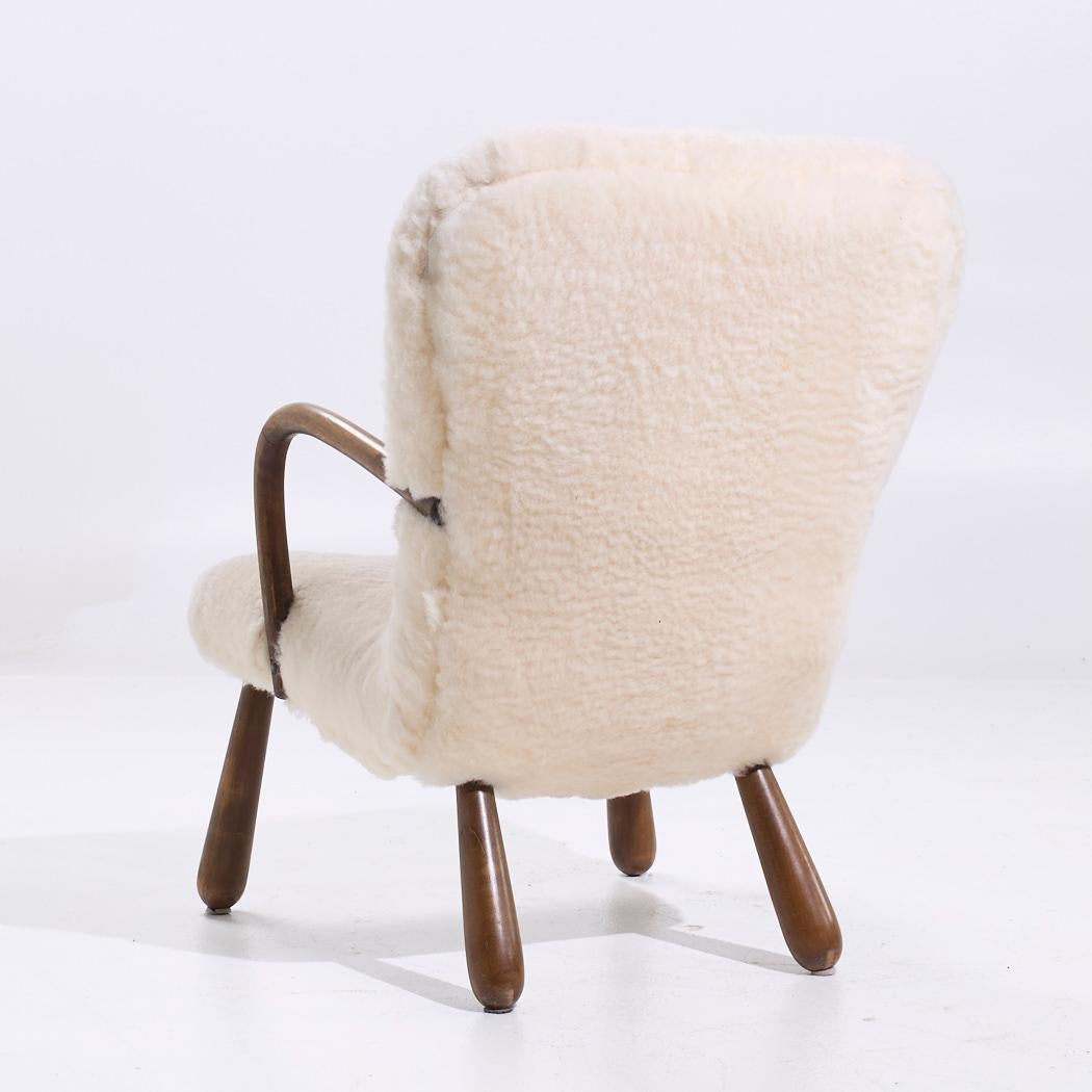 Upholstery Arnold Madsen for Madsen & Schübel Mid Century Danish Clam Chair For Sale