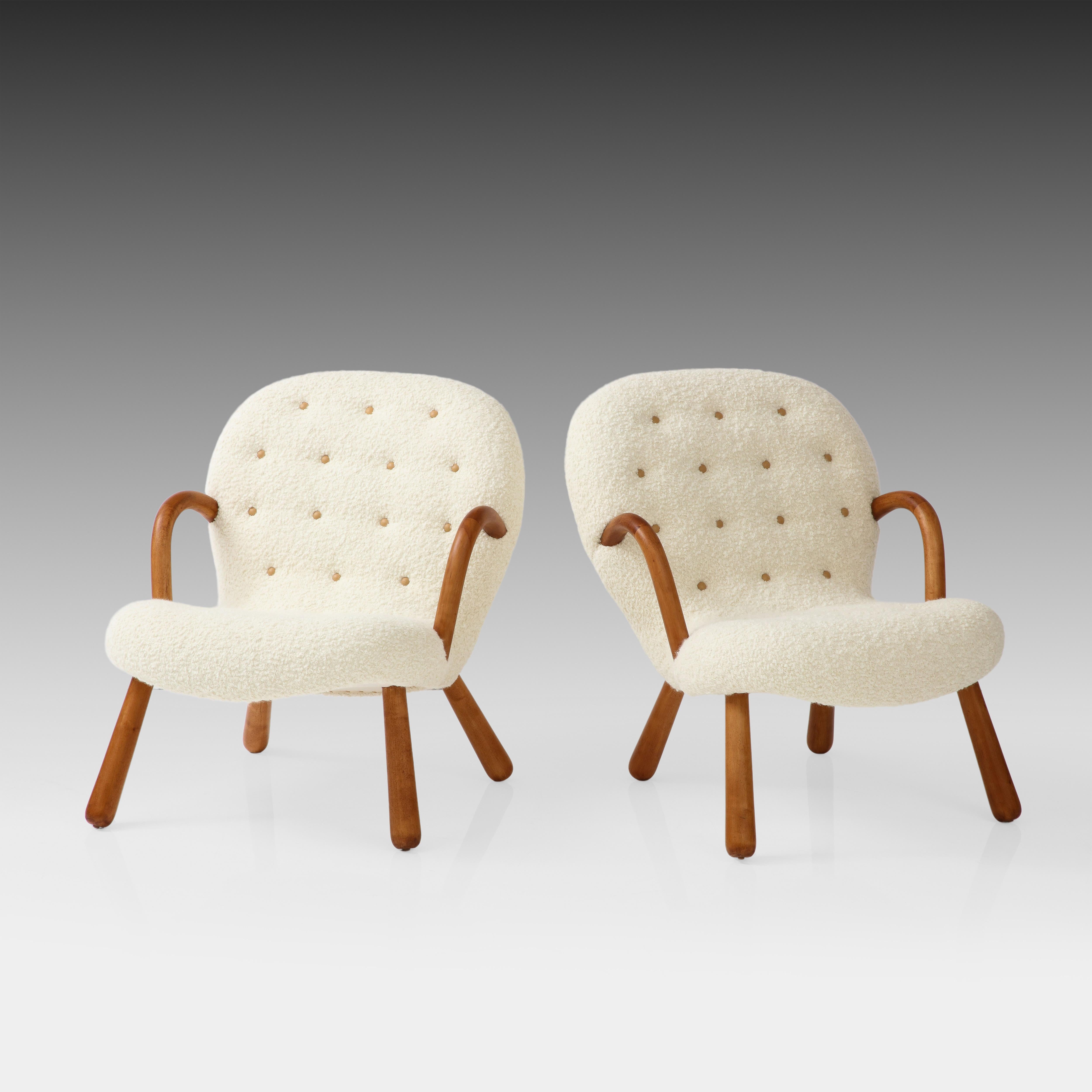 Scandinavian Modern Arnold Madsen for Madsen & Schubell Rare Pair of Clam Chairs, Denmark, 1944 For Sale