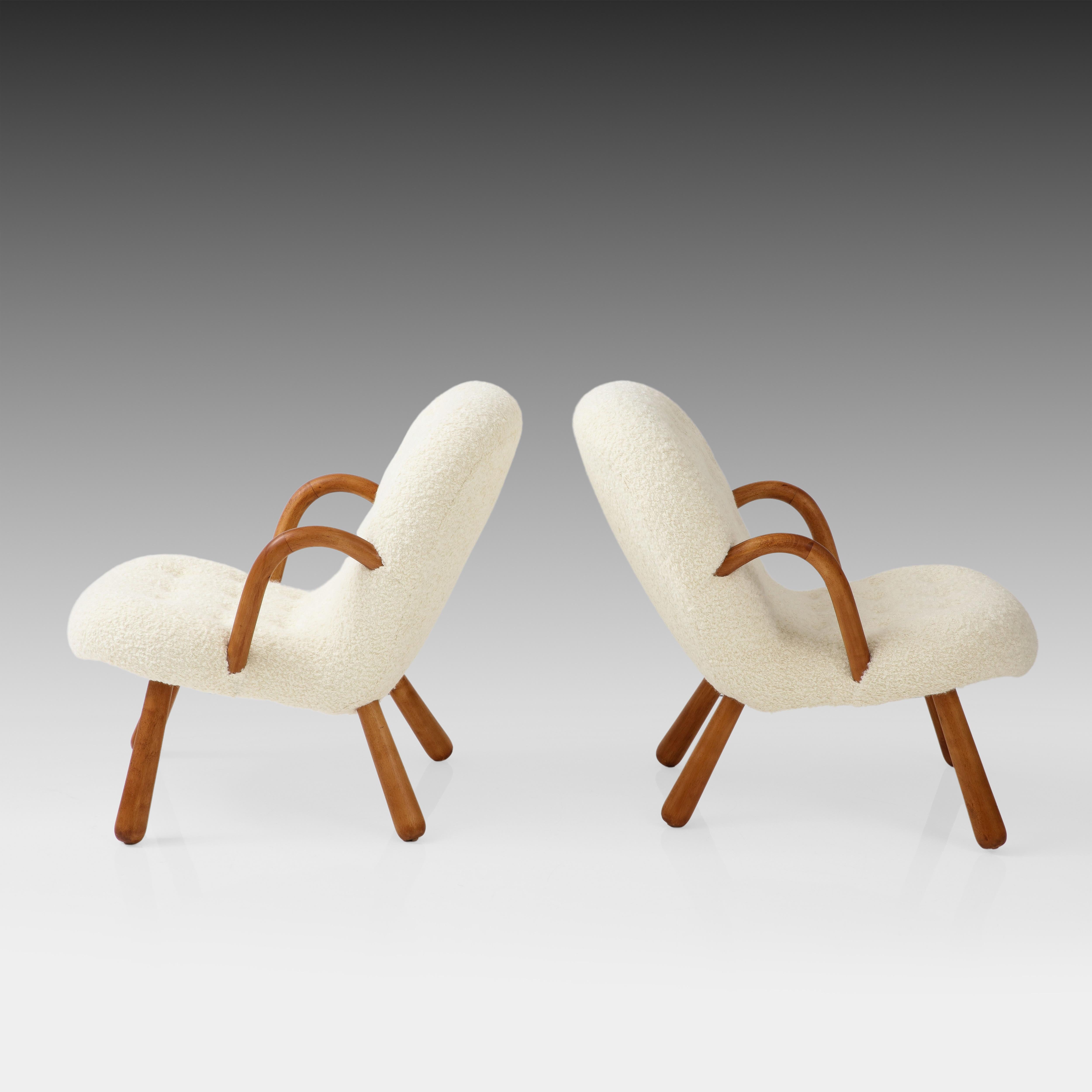 Danish Arnold Madsen for Madsen & Schubell Rare Pair of Clam Chairs, Denmark, 1944 For Sale