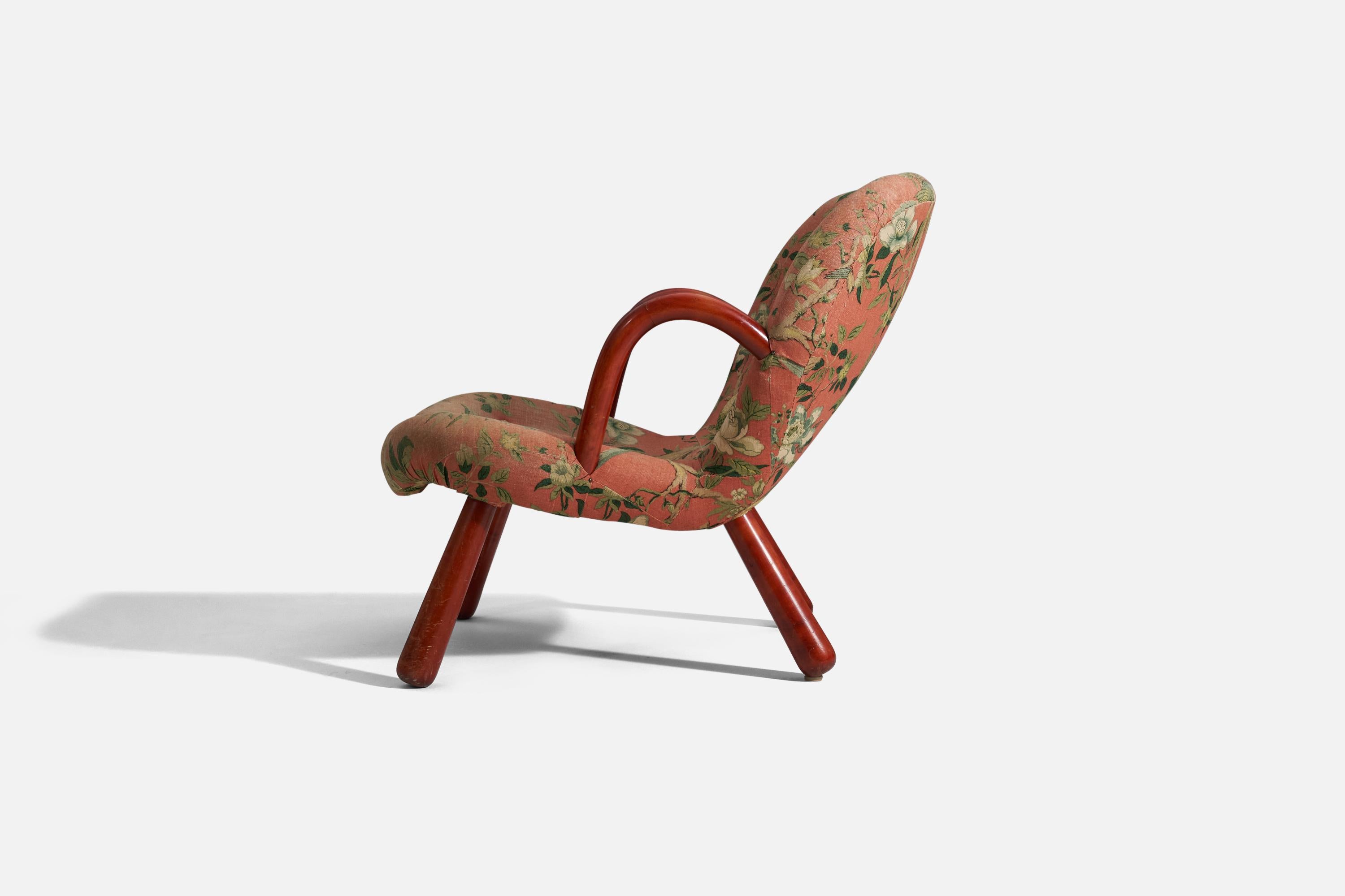 Mid-20th Century Arnold Madsen, Lounge Chair, Wood, Fabric, Denmark, 1950s