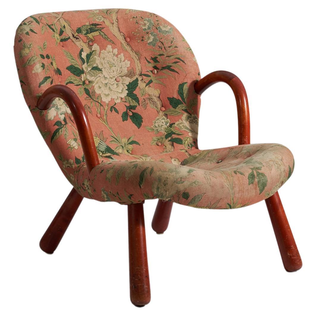 Arnold Madsen, Lounge Chair, Wood, Fabric, Denmark, 1950s