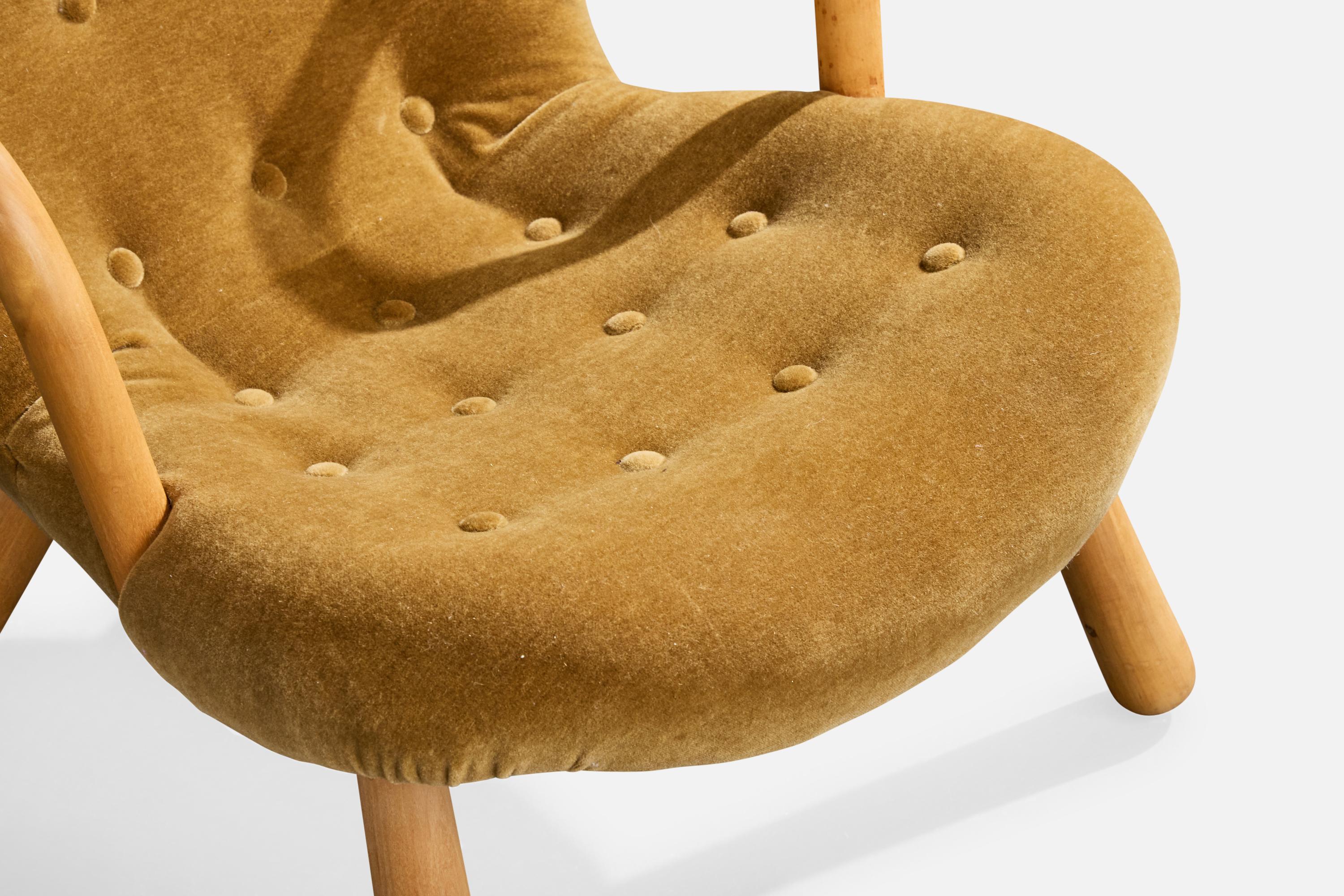 Arnold Madsen, chaise longue, Wood, velours, Suède, années 1950 en vente 5