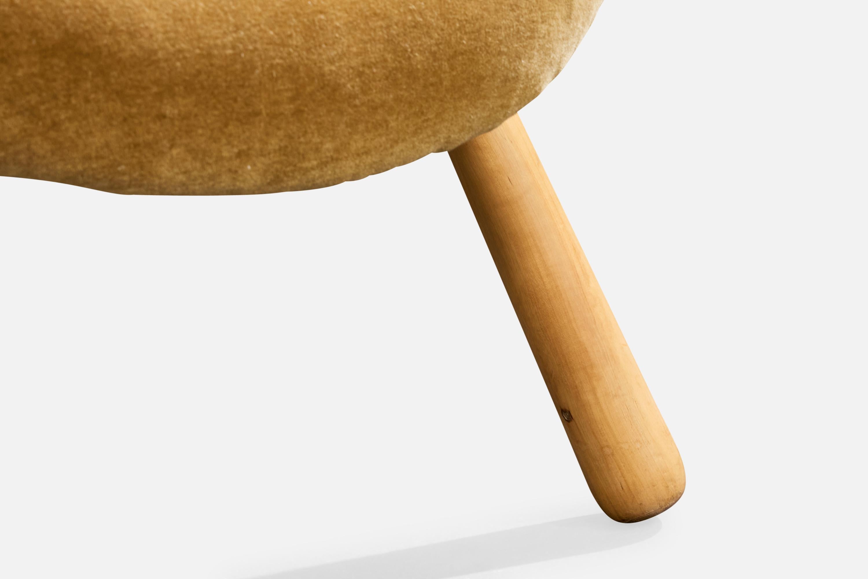 Suédois Arnold Madsen, chaise longue, Wood, velours, Suède, années 1950 en vente