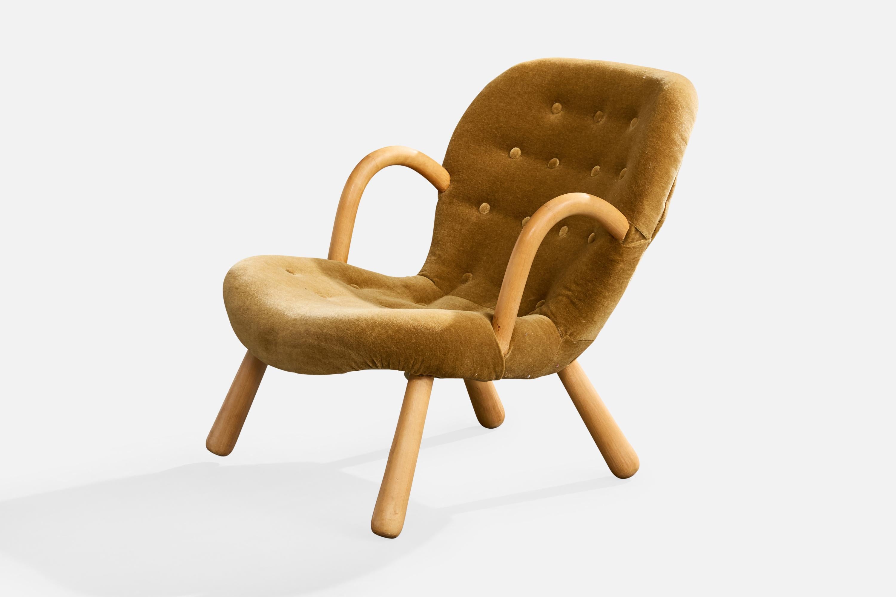 Milieu du XXe siècle Arnold Madsen, chaise longue, Wood, velours, Suède, années 1950 en vente