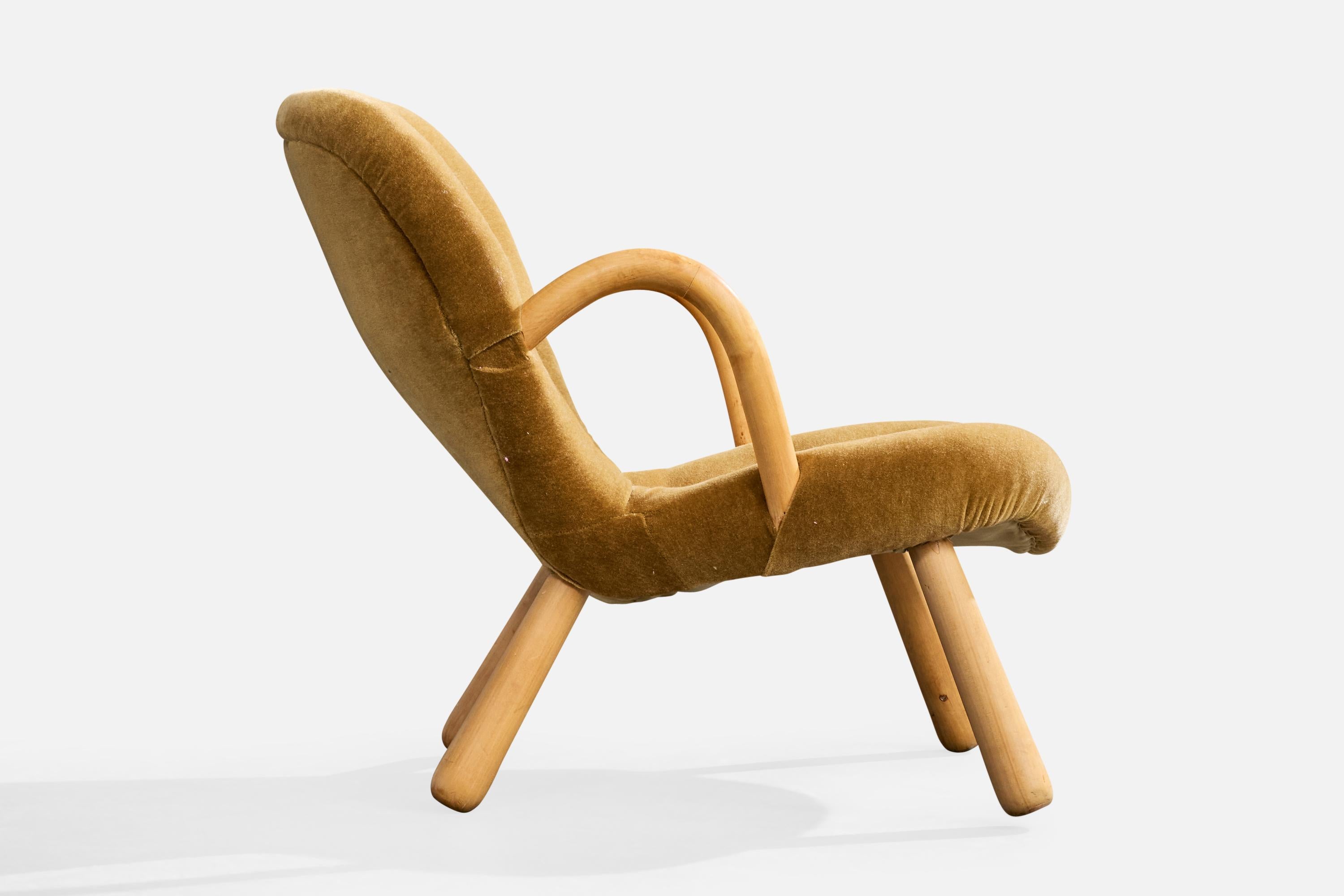 Arnold Madsen, chaise longue, Wood, velours, Suède, années 1950 en vente 1